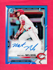 MATHEU NELSON 2021 Topps 1st Bowman Chrome Draft AUTO BLUE /150 CDA-ML Cinc Reds