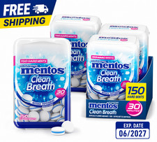 Mentos Clean Breath Sugarfree Hard Mint, 150Pc, Intense Peppermint ( 4 Bottles)