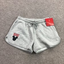 Aeropostale Shorts Womens M Gray Fleece Sweat Mickey Mouse Drawstring Casual