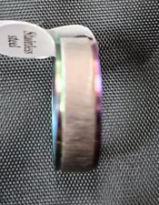 Edelstahlring mattiertes Silber mit polychrom...