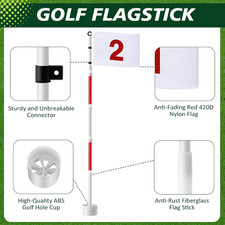2 Pack Golf Flag Stick 6Ft Putting Green Flag Golf Hole Cup Pole Pin Numbered...