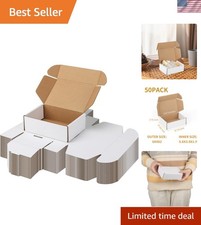 6x4x2 Inch Shipping Boxes 50 Pack White, Tab Lock Tuck Top Mailer Boxes for P...
