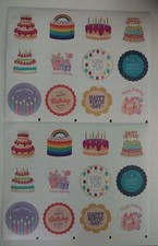 Happy Birthday 24 Stickers 2 Sheets 12 Each Envelopes Scrapbook Unbranded NEW