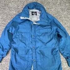 Vintage Woolrich Jacket Mens Large Blue Hooded Parka Insulated Made in USA 90s
