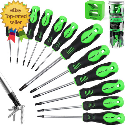 SWANLAKE Magnetic Torx Screwdriver Set - 13 Pieces - T5 to T40 Star Screwdrivers