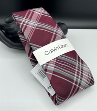 Calvin Klein Men's Silk Blend Tie  Burgundy  Plaids  NEW MSRP: 69.50