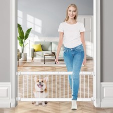 Dog Gate - 18"-45" Adjustable Extra Wide Metal Baby Gate to Step Over, 10" Ta...