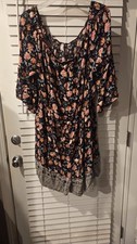 XHILIRATION WOMENS DRESS SHIRT MULTICOLOR PULLOVER SZ 3X POCKETS HALF SLV SLIT