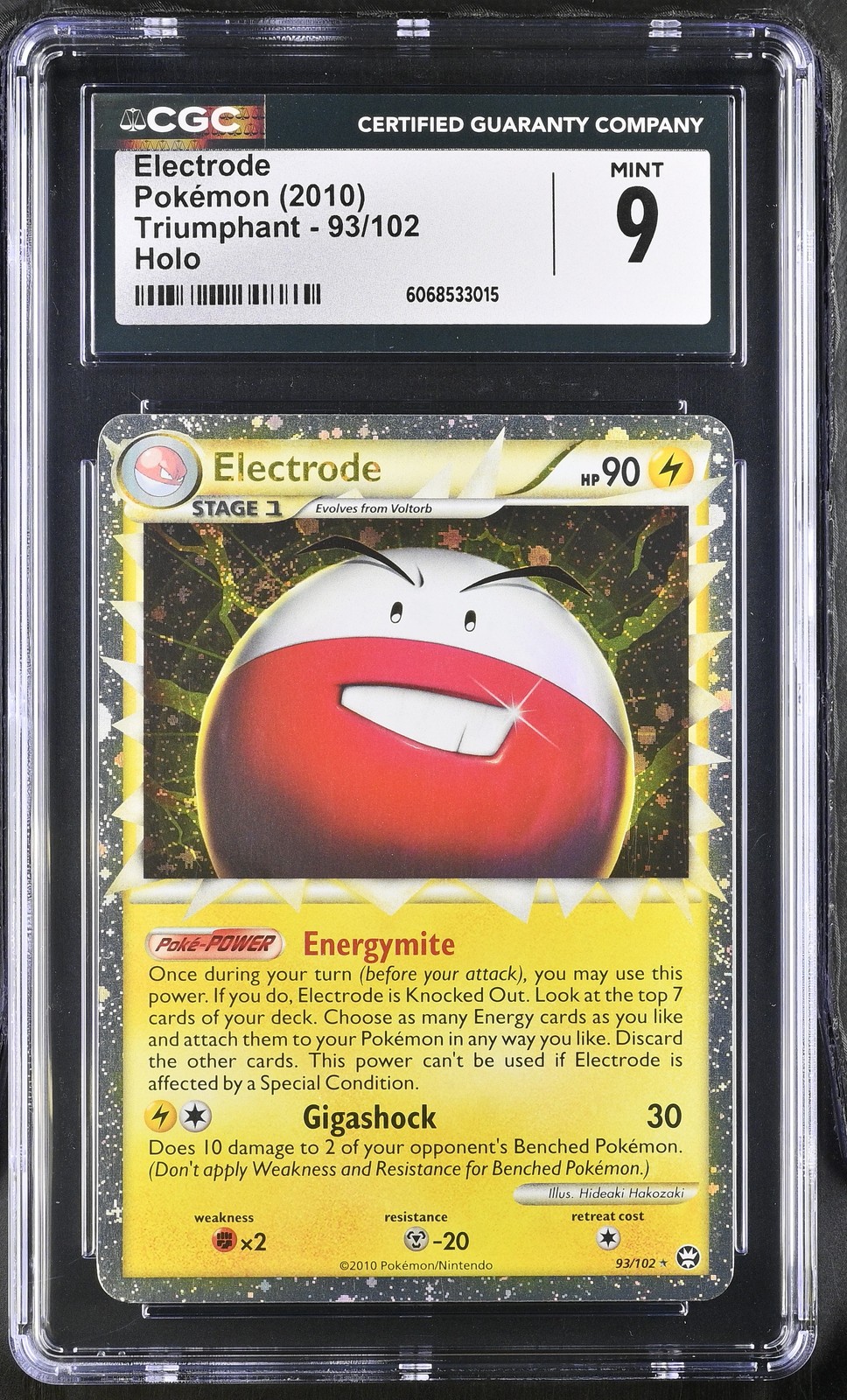 CGC 9 MINT Electrode Prime 2010 Triumphant 93/102 Holo Pokemon Card