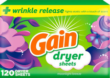 Dryer Sheets plus Wrinkle Release, Moonlight Breeze Scent, 120 Count, Fights Sta