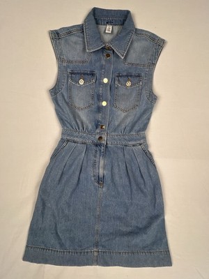 Liu Jo Milano Sleeveless Denim Mini Dress with Rhinestone Pearl Buttons