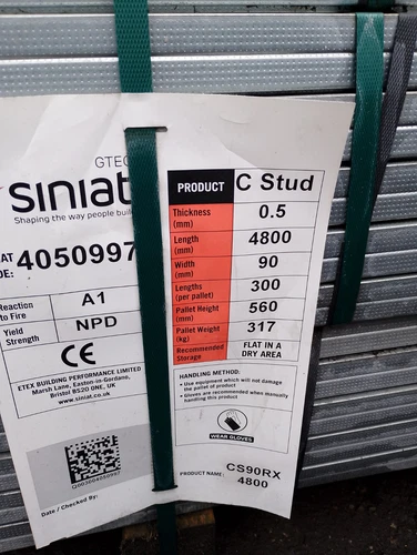Siniat Gtec C Stud 0.5mm x 90mm x 4800mm CS90RX4800 100 Units/Lengths - Picture 7 of 24