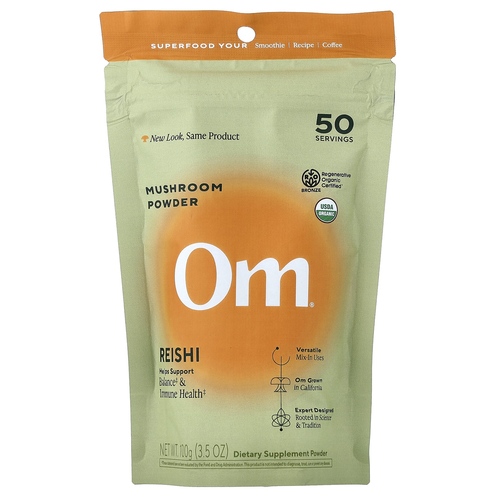 Organic Mushroom Nutrition Reishi Mushroom Powder 3 57 oz 100 g Gluten-Free