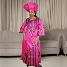 African Attire for Women Abaya Embroidery Plus Size Elegant Party Church Dress