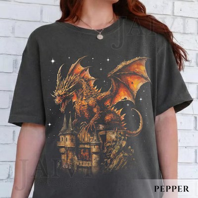 Medieval Dragon Comfort Tee Shirt Fantasy Mythical Creature Gift Men