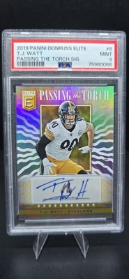 2019 Donruss Elite Passing the Torch TJ Watt Steelers AUTO 47/99 PSA 9