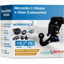 ANHÄNGERKUPPLUNG ve. abnehmbar für Mercedes-Benz C-Klasse W205 14-18 +13pol ES