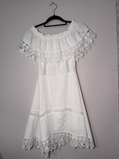 White Off-Shoulder Embroidered Summer Dress Size L (EUR/USA), MEX 32 Boho Style