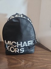 MICHAEL KORS SPORT BLACK REFLECTIVE SHEEN NYLON TOP ZIP,LG BACKPACK,BAG