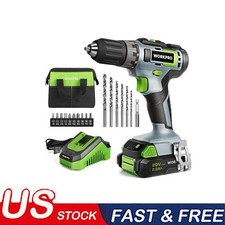 20V Cordless Drill Driver Kit 3/8 In Keyless Chuck 2.0 Ah Li-ion Battery Charger