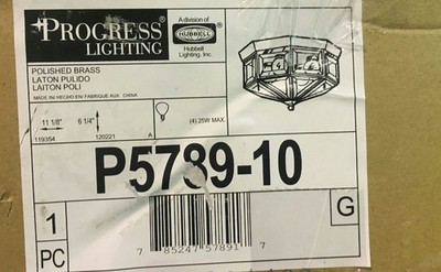 Progress Lighting P5789-10 4-Light Polished Brass Outdoor Flushmount New