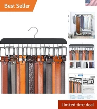 Belt Hanger for Closet Max 42 Belts, Sturdy Wood Belt Rack Closet Accessories...