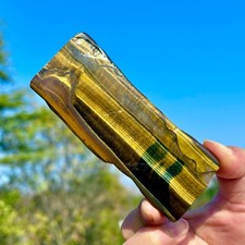 136G Natural Tiger's Eye Stone Slice Quartz Crystal Mineral Specimen Healing