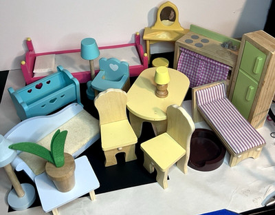 KidKraft Craft Wooden Doll House Play Furniture 18 Piece Miniature Toy lot