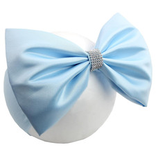 8'' Oversized Baby Girls Bow Headbands, Satin Nylon Headwraps  Boutique Blue