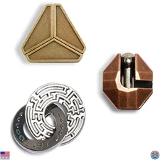 MHY 3 Pieces Large Size Brain Teasers Metal Puzzles，Cast Puzzle Game Toys，IQ