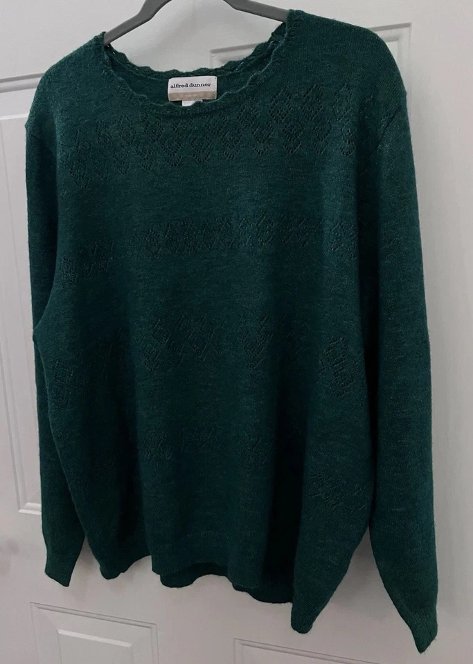 Suéter Pullover Vintage Para Mujer Alfred Dunner Verde Bosque Talla 2X Foto 3 de 4