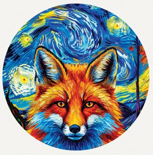 Hayleybug 1/10th oz Astral Ember Fox Starry Night Silver Round