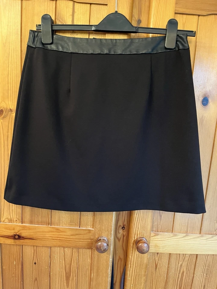 F&F Black Zip Front Mini Skirt Size 12 Pre-Worn - Image 3 of 4
