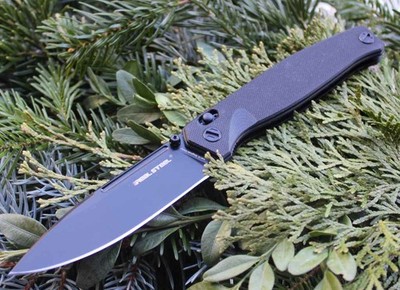 Real Steel Messer HUGINN FULL BLACK Folder VG-10 Stahl G10 Griff Slide Lock