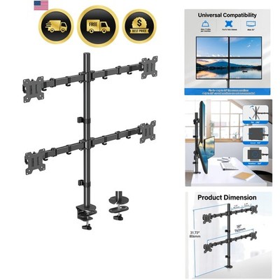 Quad Monitor Stand Mount for 17-32 Inch Screens Fully Adjustable Desk Mount