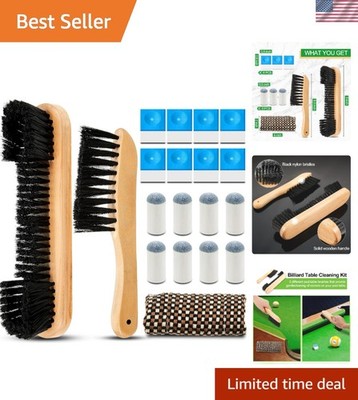 Comprehensive 19-Piece Pool Table Care Set: Brushes, Chalk & Cloth Included