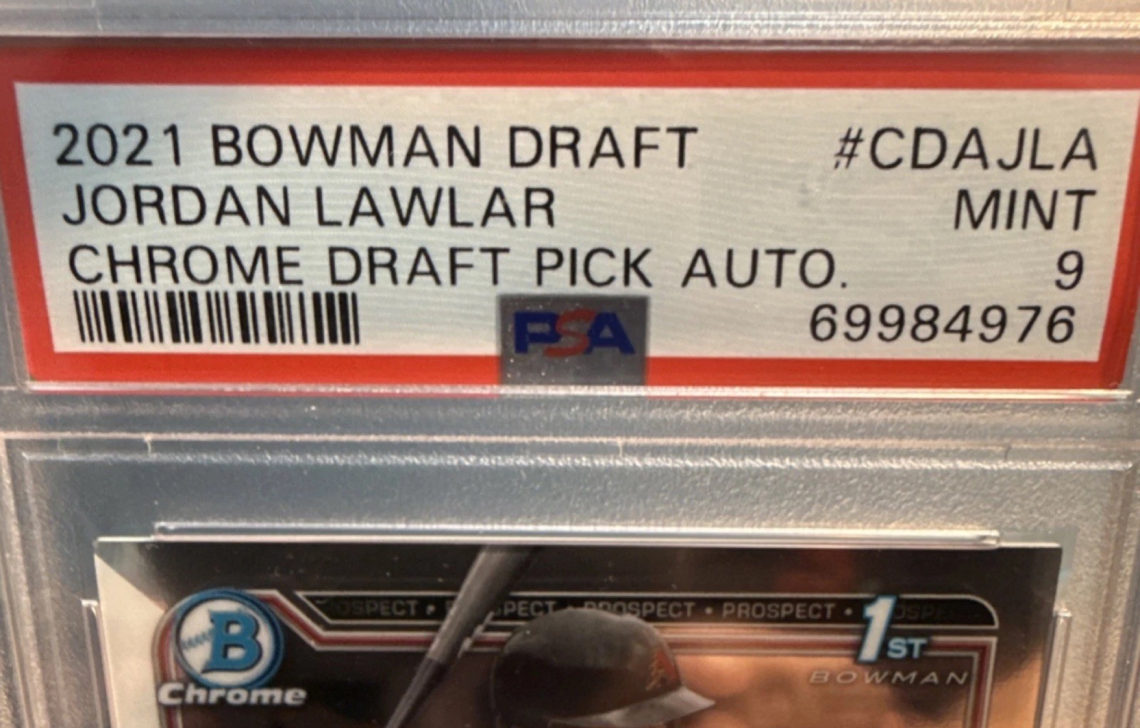 Jordan Lawlar RC Auto PSA 9 2021 Bowman Draft Chrome #CDA-JLA Diamondbacks 🔥 view 7