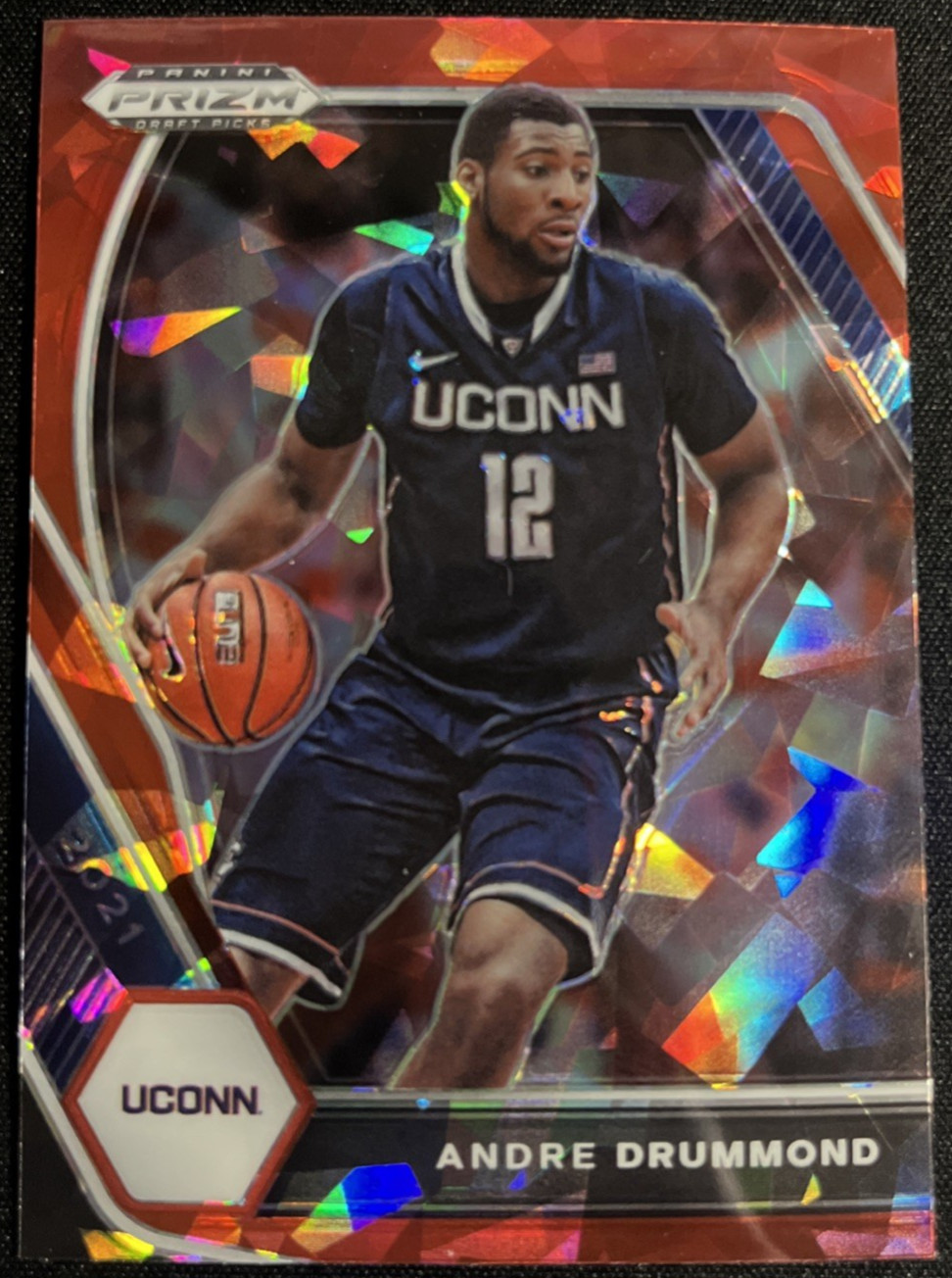 2021-22 Panini Prizm Draft Picks Red Cracked Ice Prizm Andre Drummond #92