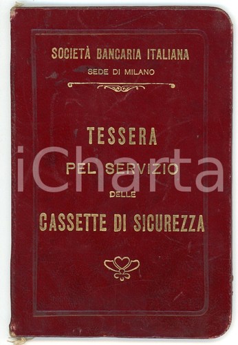 1911 MILANO Società Bancaria Italiana - Tessera per cassette di sicurezza prezzo ebay