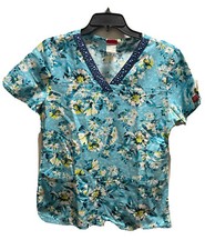 Dickies women  s scrubs small short sleeve floral v neck