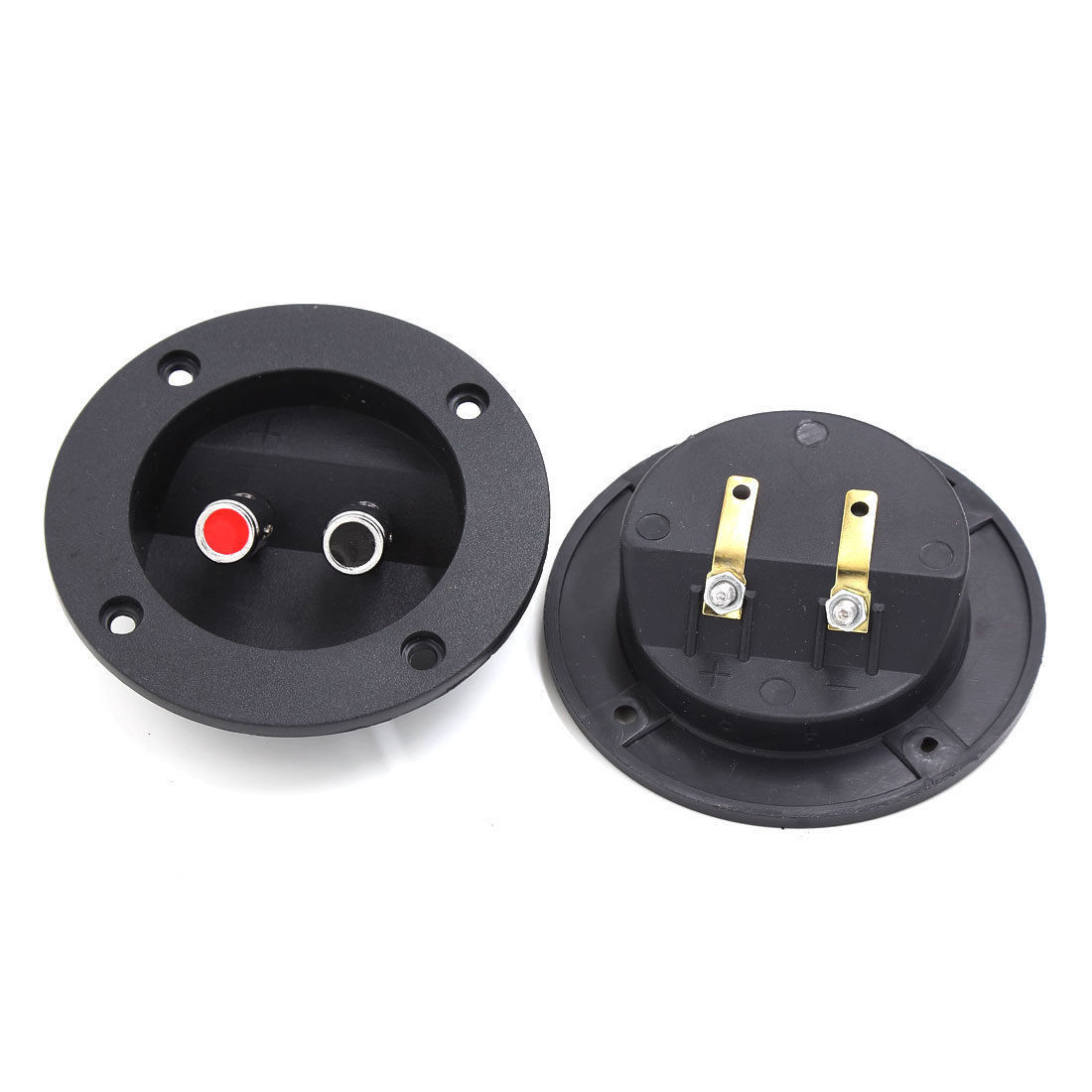 2 x 2 Way Speaker Box Terminal Binding Post Round Cup Screw Clip Plate
