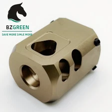 1/2×28 Thread Muzzle Brake Anodized Black For 9mm Glock Tan Free crush washe
