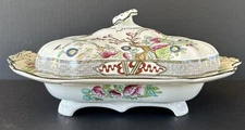 Antique Burgess & Leigh Indian Tree Covered Vegetable Serving Dish c1900 England
