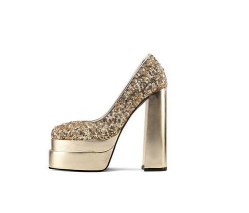 Zapatos de vestir elegantes para mujer con lentejuelas sin cordones de tacón alto discoteca fiesta - Imagen 9 de 17