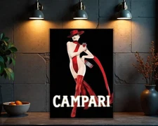 Campari Femme Fatale Heavy Metal Sign – Elegant Italian Liquor Wall Sign 60x40cm