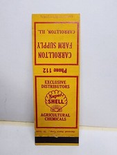 Vintage Matchbook Cover - CARROLLTON FARM SUPPLY SHELL GASOLINE OIL GAS ILLINOIS