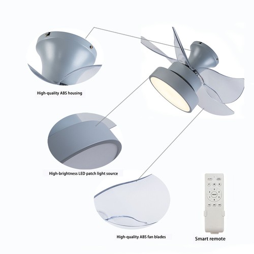 Grey Modern Fan Lights Ceiling Mount LED Ceiling Light Kit With Remote Control - Picture 19 of 24
