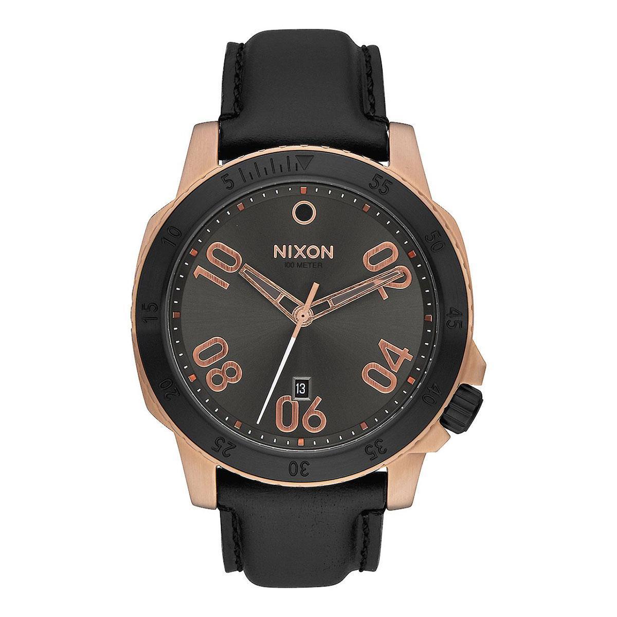 NIXON Men RANGER LEATHER Gunmetal Leather A5082308 Retail $250 | eBay