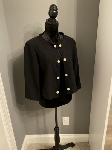 Atemberaubend! 1695 $ St John Couture Strickblazer schwarz Perlen Glitzer 3/4-Ärmel - Größe 12 - Bild 7 von 14