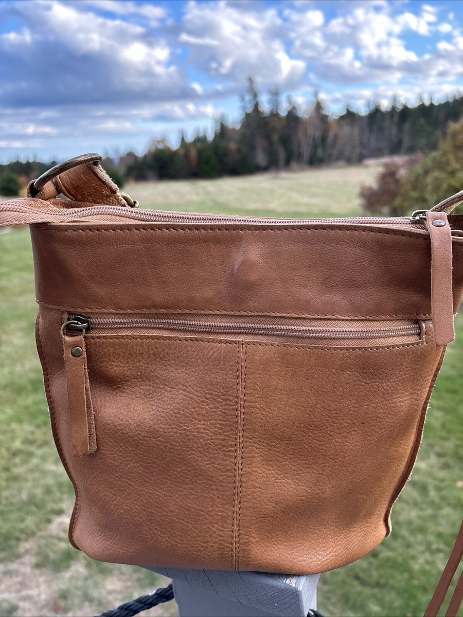 LUCKY VNJP　ハンドバッグ Lucky Brand Shoulder Bag Purse Brown Leather Chevron Boho